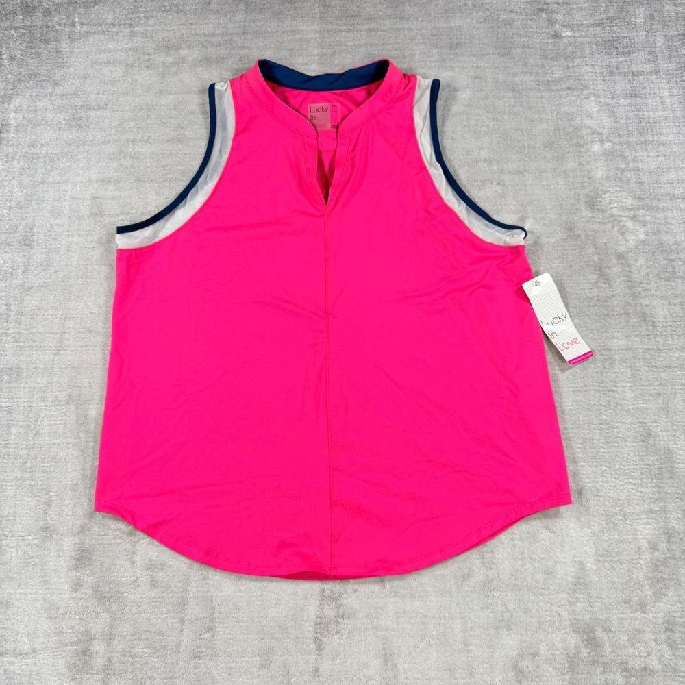 Lucky in Love Shirt Women XL Pink Vaportex Tennis Golf Sleeveless Tank Top